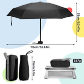 Mini Folding Umbrella with Case, Lightweight Portable Umbrella, Light Compact Rain Umbrella for Travel Outdoor Daily Use, Small Sun & Rain Pocket Umbrella for Girls and Women(Black)