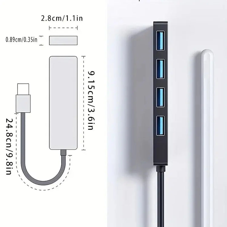 USB 3.0 Hub, 4-Port USB Hub USB Splitter USB Expander for Laptop, Xbox, Flash Drive, HDD, Console, Printer, Camera,Keyborad