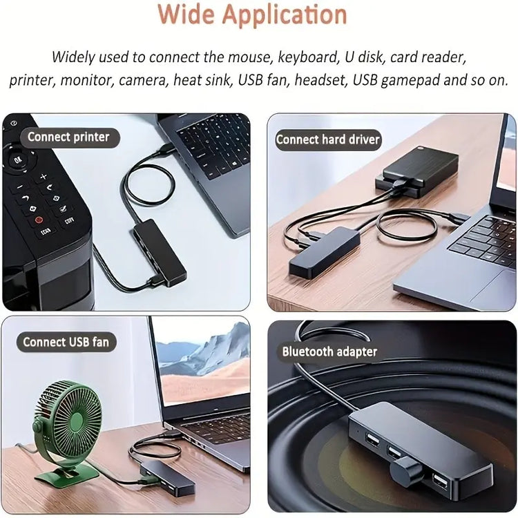 USB 3.0 Hub, 4-Port USB Hub USB Splitter USB Expander for Laptop, Xbox, Flash Drive, HDD, Console, Printer, Camera,Keyborad